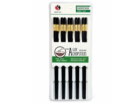 Kit de palitos chinos negros con borde dorado